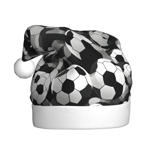 MDATT Weihnachtsmütze mit Fußball-Muster, Schwarz und Weiß, Weihnachtsmütze, lustige Hüte für Erwachsene, Party-Kostüm-Zubehör von MDATT
