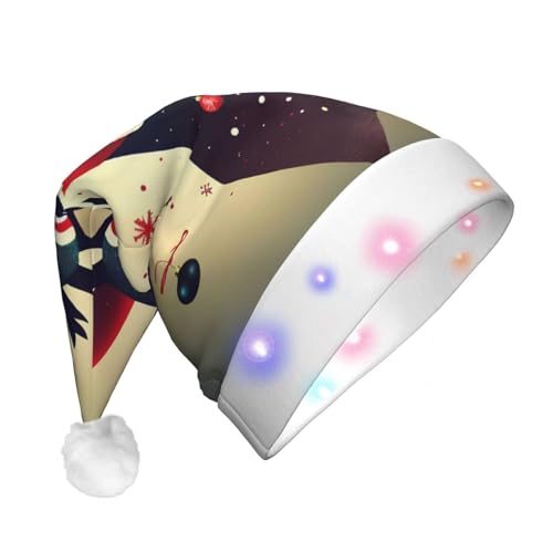MDATT Weihnachtsmütze mit Hirschbild, LED-Weihnachtsmannmütze, Weihnachtsmütze, lustige Hüte für Erwachsene, Party-Kostüm-Zubehör von MDATT