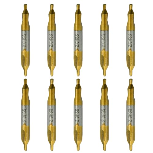 MDEOOSKY 10 Stück 2,0 mm Zentrierbohrer-Set, M2 Hochgeschwindigkeitsstahl-Senkerwerkzeuge, 60-Grad-Winkel, kombinierter Senkbohrer, Werkzeug für Drehmaschine, Mühle, Metallbearbeitung von MDEOOSKY