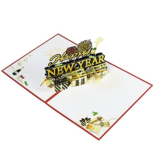 MDHQ 3D For Cards Happy New Year Grußkarten mit Umschlag Handgefertigte Postkarte für Weihnachten Geburtstag Jahrestag Mi von MDHQ