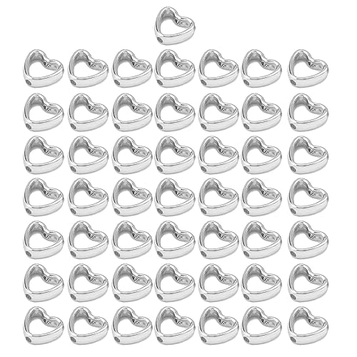 MDHQ 50 Stück Herz-Rahmenperlen, Doppelloch-Perlen, Abstandshalter, Herz-Anhänger, CCB-Material, geeignet für Schmuckherstellung von MDHQ