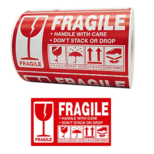 MDHQ 500 Stück Fragile Aufkleber Warnaufkleber "Handle With Care Don'for T Stack D" von MDHQ