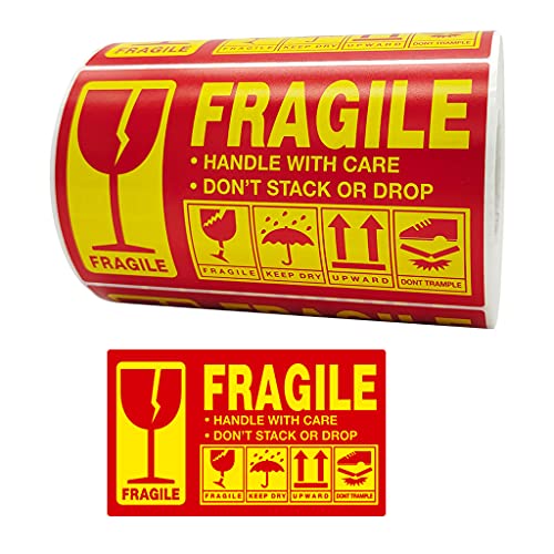 MDHQ 500 Stück Fragile Aufkleber Warnaufkleber "Handle With Care Don'for T Stack D" von MDHQ