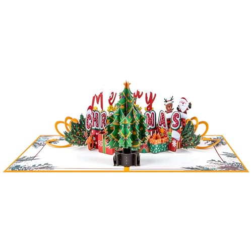 MDHQ Elegante 3D-Weihnachtsbaum-Grußkarten, 3D-Weihnachtsbaum-Feier, Grußkarte für Zuhause, Party, Büro, Austausch von MDHQ