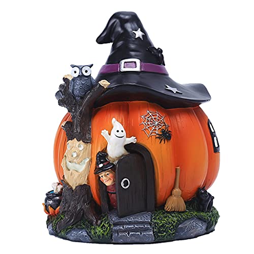 MDHQ Halloween Hexe Kürbis Haus Figur Ornament Harz Statue Mininatur Feengarten Dekoration von MDHQ