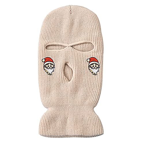 MDHQ Strickmütze, schlichte, warme Weihnachtsmütze, Ski-Strickmütze, einfarbig, gestrickt für kreative Dreiloch-Mütze, Reisen, kältebeständiger Helm für Herren von MDHQ