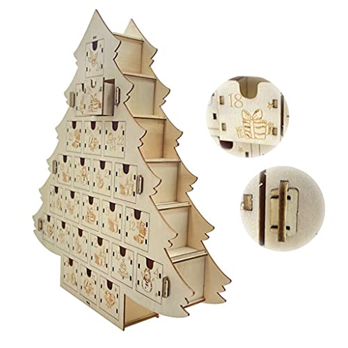 Weihnachts-Adventskalender Countdown mit 24 Schubladen Türen Holz Ornament Weihnachten Navidad Home Party Dekoration von MDHQ