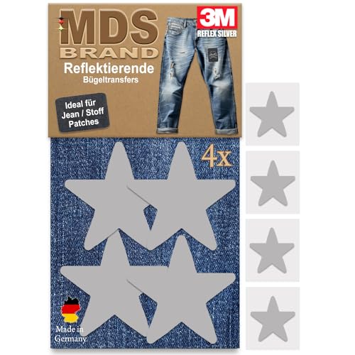 MDS Brand 3M Reflektierende Aufbügler Set - Reflektoren Aufkleber - Hohe Sichtbarkeit - Optimierte Haftung für Stoff Patches - Jeans & Taschen (Aufbügler Set, P-05) von MDS Brand