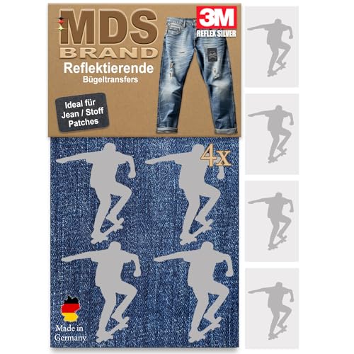 MDS Brand Reflektierende Aufbügler Set - Reflektoren Aufkleber - Hohe Sichtbarkeit - Optimierte Haftung für Stoff Patches - Jeans & Taschen (Aufbügler Set, P-11) von MDS Brand