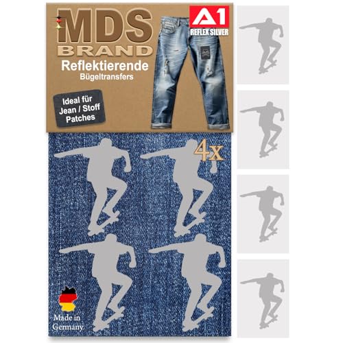 MDS Brand 3M Reflektierende Aufbügler Set - Reflektoren Aufkleber - Hohe Sichtbarkeit - Optimierte Haftung für Stoff Patches - Jeans & Taschen (Aufbügler Set, P-11) von MDS Brand