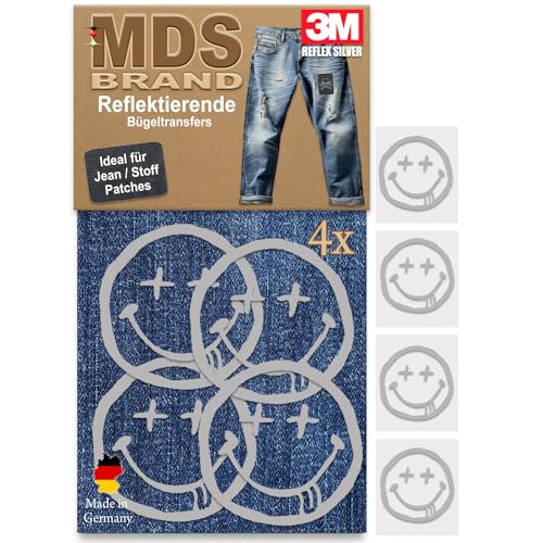 MDS Brand Reflektierende Aufbügler Set - Reflektoren Aufkleber - Hohe Sichtbarkeit - Optimierte Haftung für Stoff Patches - Jeans & Taschen (Aufbügler Set, P-12) von MDS Brand