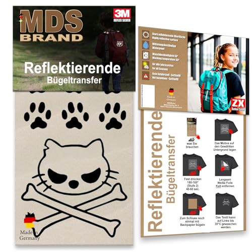 MDS Brand Reflektierende Aufbügler Set - Reflektoren Kinderkleidung - Hohe Sichtbarkeit - Optimierte Haftung für Kleidung oder Schulranzen (B-02, Schwarz) von MDS Brand