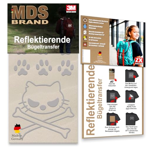 MDS Brand Reflektierende Aufbügler Set - Reflektoren Kinderkleidung - Hohe Sichtbarkeit - Optimierte Haftung für Kleidung oder Schulranzen (B-02, Silber) von MDS Brand