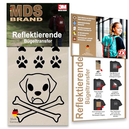 MDS Brand Reflektierende Aufbügler Set - Reflektoren Kinderkleidung - Hohe Sichtbarkeit - Optimierte Haftung für Kleidung oder Schulranzen (B-03, Schwarz) von MDS Brand