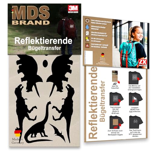 MDS Brand Reflektierende Aufbügler Set - Reflektoren Kinderkleidung - Hohe Sichtbarkeit - Optimierte Haftung für Kleidung oder Schulranzen (B-06, Schwarz) von MDS Brand