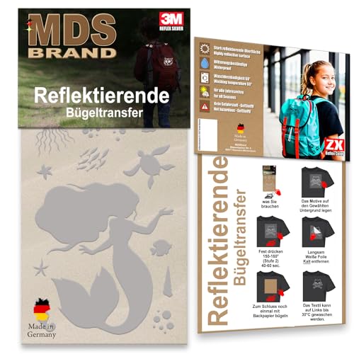 MDS Brand 3M Reflektierende Aufbügler Set - Reflektoren Kinderkleidung - Hohe Sichtbarkeit - Optimierte Haftung für Kleidung oder Schulranzen (B-09, Silber) von MDS Brand