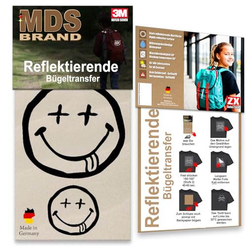 MDS Brand Reflektierende Aufbügler Set - Reflektoren Kinderkleidung - Hohe Sichtbarkeit - Optimierte Haftung für Kleidung oder Schulranzen (B-13, Schwarz) von MDS Brand