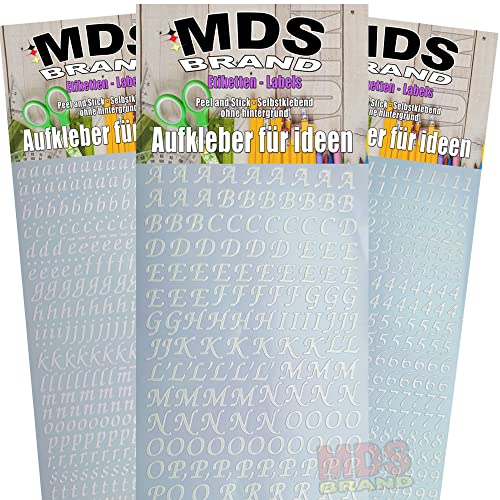 MDS Brand Buchstaben 1cm zum beschriften von Kerzen 3er/pk für Taufkerzen, Kommunionkerzen, Hochzeitskerze oder dankeskarten, einfach zum basteln und gestalten (34-Weiss) von MDS Brand