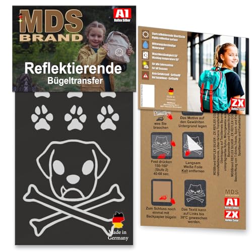 MDS Brand Reflektierende Aufbügler Set | Bad Dog | Reflektoren für Kleidung - Hohe Sichtbarkeit - Optimierte Haftung für Kleidung oder Schulranzen (Schwarz) von MDS Brand