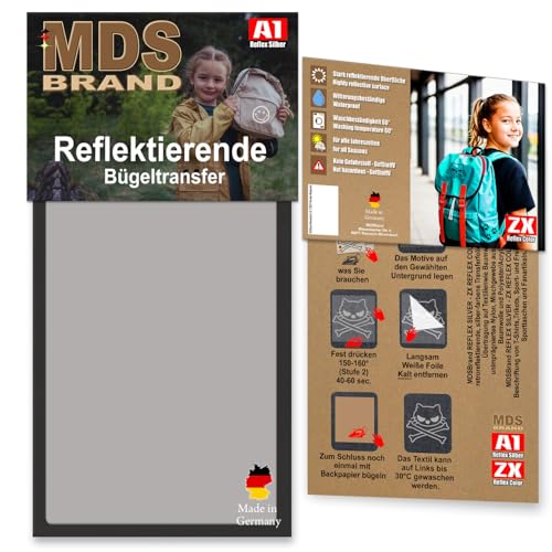 MDS Brand Reflektierende Aufbügler Set | DIY | Reflektoren für Kleidung - Hohe Sichtbarkeit - Optimierte Haftung für Kleidung oder Schulranzen (Schwarz) von MDS Brand