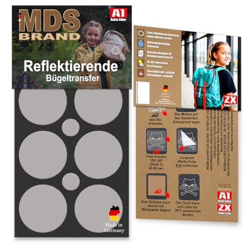 MDS Brand Reflektierende Aufbügler Set | Formen | Reflektoren Kinderkleidung - Hohe Sichtbarkeit - Optimierte Haftung Kleidung und Textilien (C-05) von MDS Brand