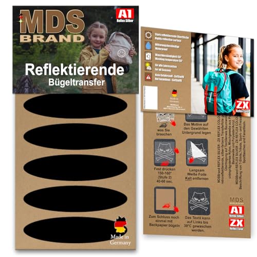 MDS Brand Reflektierende Aufbügler Set | Formen | Reflektoren Kinderkleidung - Hohe Sichtbarkeit - Optimierte Haftung Kleidung und Textilien (D-02) von MDS Brand