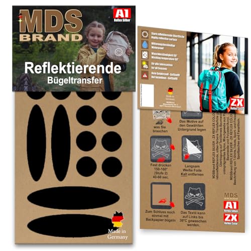 MDS Brand Reflektierende Aufbügler Set | Formen | Reflektoren Kinderkleidung - Hohe Sichtbarkeit - Optimierte Haftung Kleidung und Textilien (D-06) von MDS Brand