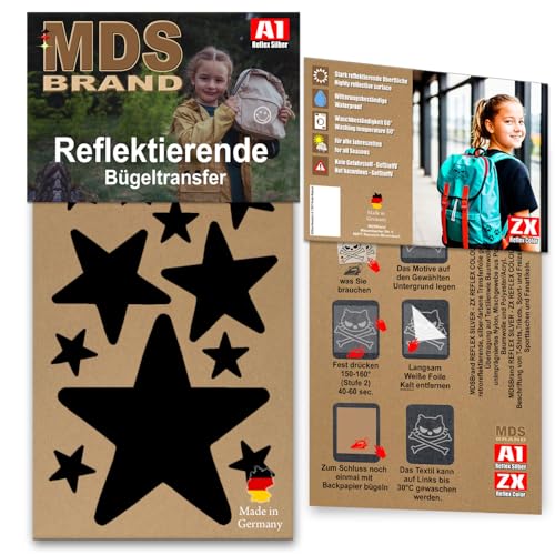 MDS Brand Reflektierende Aufbügler Set | Formen | Reflektoren Kinderkleidung - Hohe Sichtbarkeit - Optimierte Haftung Kleidung und Textilien (D-10) von MDS Brand