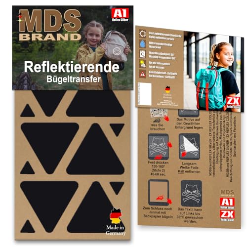 MDS Brand Reflektierende Aufbügler Set | Formen | Reflektoren Kinderkleidung - Hohe Sichtbarkeit - Optimierte Haftung Kleidung und Textilien (D-11) von MDS Brand