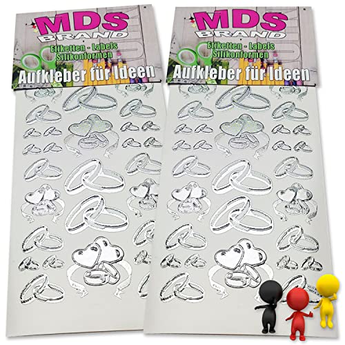 MDSBrand Sprüche Aufkleber " Ringe " für Hochzeit Einladungen, 2/st ideal für DIY Einlandungskarten & Hochzeit Deko, Gestalten Sie persönlichen Karten, Hochzeit Fotoalbum & Kerzen (K-15) von MDS Brand