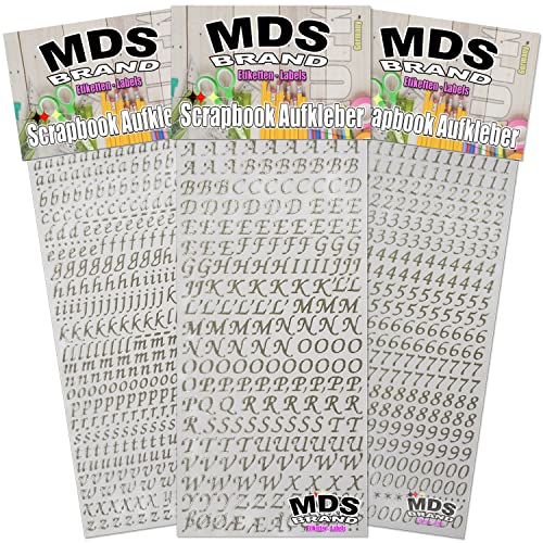 MDSBrand 1cm Schreibschrift Buchstaben Aufkleber & Zahlen Aufkleber 3er/pk ideal für Hochzeit, Weihnachten und Geburtstagen, einfach zum basteln und gestalten von Karten & Fotoalbum 21(Silber) von MDS Brand