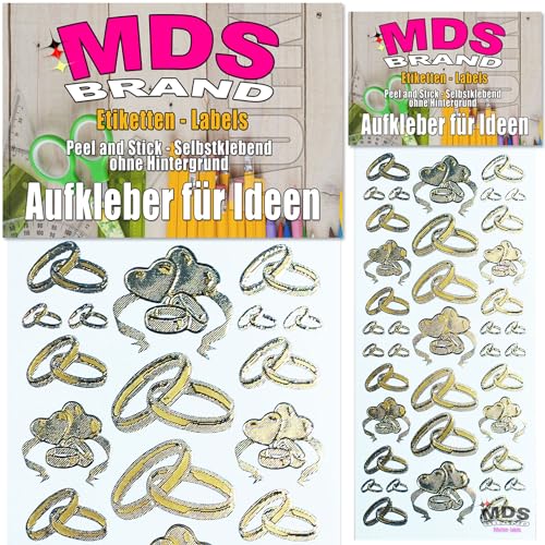 MDSBrand Hochzeit Aufkleber 2/st ideal für Einlandungskarten und Hochzeit Einladungen, Gestalten Sie persönlichen Karten (K-27) von MDS Brand