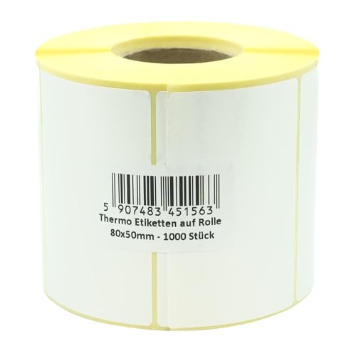 MDlabels Weiße Thermo etiketten auf Rolle (Etikettengröße: 80x50mm) von MD Labels