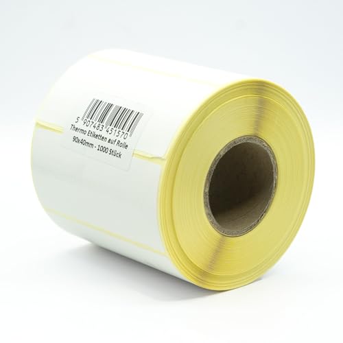 MDlabels Weiße Thermo etiketten auf Rolle (Etikettengröße: 90x40mm) von MD Labels