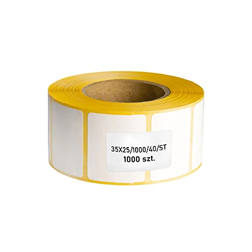 MDlabels Weiße Thermo etiketten auf Rolle 35x25mm 1000 Stück permanent haftend, für Barcode, Thermische etiketten Thermische etiketten von MDlabels