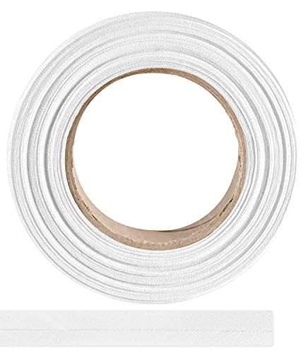 ME:NaMa Schrägband aus 100% Baumwolle - 10 m x 10 mm (gefalzt) - Hochwertiges Einfassband, Baumwollband, Schrägband - Ideal zum DIY-Nähen - In Belgien hergestellt, auf einer Rolle (Weiß) von ME:NaMa