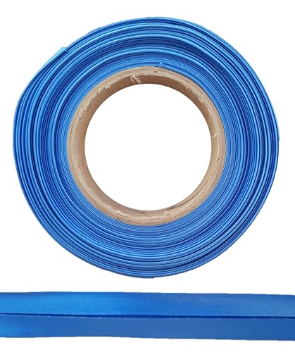 ME:NaMa Schrägband aus Polyester (Satin) - 10 m x 20 mm (gefalzt) - Hochwertiges Einfassband, Satinband, Schrägband - Ideal zum DIY-Nähen - In Belgien hergestellt, auf einer Rolle (Blau) von ME:NaMa