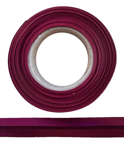 ME:NaMa Schrägband aus Polyester (Satin) - 10 m x 20 mm (gefalzt) - Hochwertiges Einfassband, Satinband, Schrägband - Ideal zum DIY-Nähen - In Belgien hergestellt, auf einer Rolle (Weinrot) von ME:NaMa