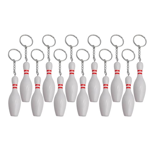 12 Stück Bowling Pin Schlüsselanhänger Bowling Schlüsselanhänger Rucksack Geldbörsen Charm Anhänger Schlüsselanhänger Zubehör Kindergeburtstagsparty Zubehör von MEAKTSMI