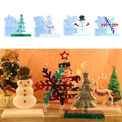 4 Stile Weihnachtsornament Basteln Silikonform Epoxidharz Schmuckform Harzguss Anhängerform Geeignet Für Handwerk von MEAKTSMI