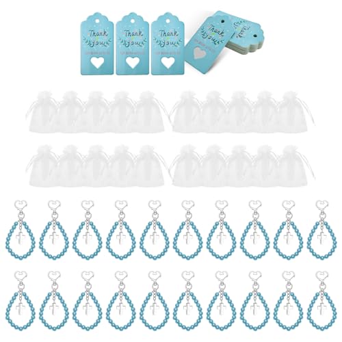 MEAKTSMI 20pcs Taufgeschenke Set Crosses Crosses Perlen Armband Geschenke Mit Taschen Und Karten Zum Feiern von MEAKTSMI