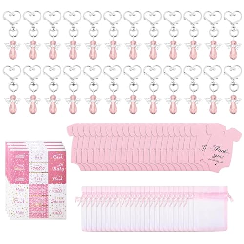 MEAKTSMI 24pcs Angelic Crystal Charmanchains Mit Organzas Taschen Etiketten Für Taufen Und Babyparts Partys Gastgeschenke von MEAKTSMI