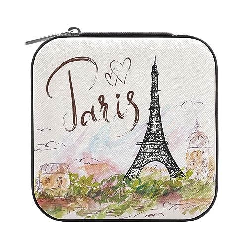 MEAMOTAN Kleine Schmuckschatulle, Paris Eiffelturm Mini Reise Schmuck Fall Tragbare Schmuck Organizer Display Aufbewahrung Halter für Ringe, Halsketten, Armbänder (Eiffelturm) von MEAMOTAN