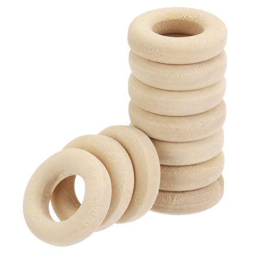 MECCANIXITY 100 Stück 1,5 cm unlackierte Holzringe aus glattem Naturholz, Makramee-Ringe für Vorhangverbinder, DIY, Basteln, Stricken, Dekoration, Schmuckherstellung von MECCANIXITY