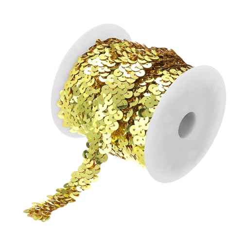 MECCANIXITY 11 Yards 0,8 Zoll elastischer Paillettenbesatz 3 Reihen flacher Paillettenstreifen Pailletten Stoffband für Handwerk DIY Pailletten Fransen Nähen Gold von MECCANIXITY