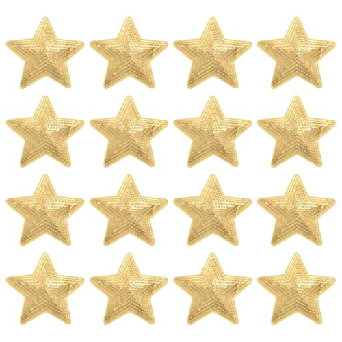 MECCANIXITY 16 Stück Bügelbilder Stern Pailletten Bügelapplikation bestickte Patches Gold Bling Applikationen für Kleidung DIY Handwerk Tasche Hosen von MECCANIXITY