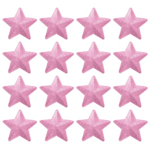 MECCANIXITY 16 Stück Bügelbilder Stern Pailletten Bügelapplikation bestickte Patches rosa Bling Applikationen für Kleidung DIY Handwerk Tasche Hosen von MECCANIXITY