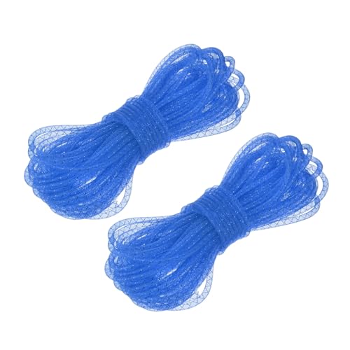 MECCANIXITY 2 Rollen 22 Meter Netzrohr Deco Flex Solid Mesh Tube für Handwerk Kränze Geschenkverpackung Weihnachten Tischvorhänge Dekorationen, 3/8 Zoll, Himmelblau + Blau von MECCANIXITY