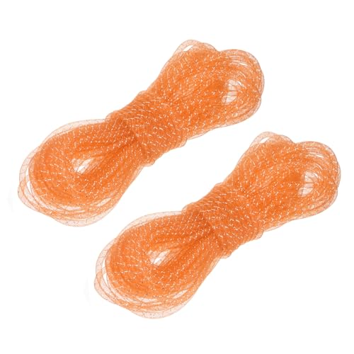 MECCANIXITY 2 Rollen 22 Meter Netzrohr Deco Flex Solid Mesh Tube für Handwerk Kränze Geschenkverpackung Weihnachten Tischvorhänge Dekorationen, 3/8 Zoll, Orange von MECCANIXITY