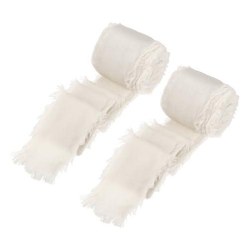 MECCANIXITY 2 Rollen Seidensatinband, 3,8 cm, Chiffonband, Stoffband, handgefertigtes Blumenband für Geschenkverpackungen, Basteln, Blumenstrauß, Beige von MECCANIXITY